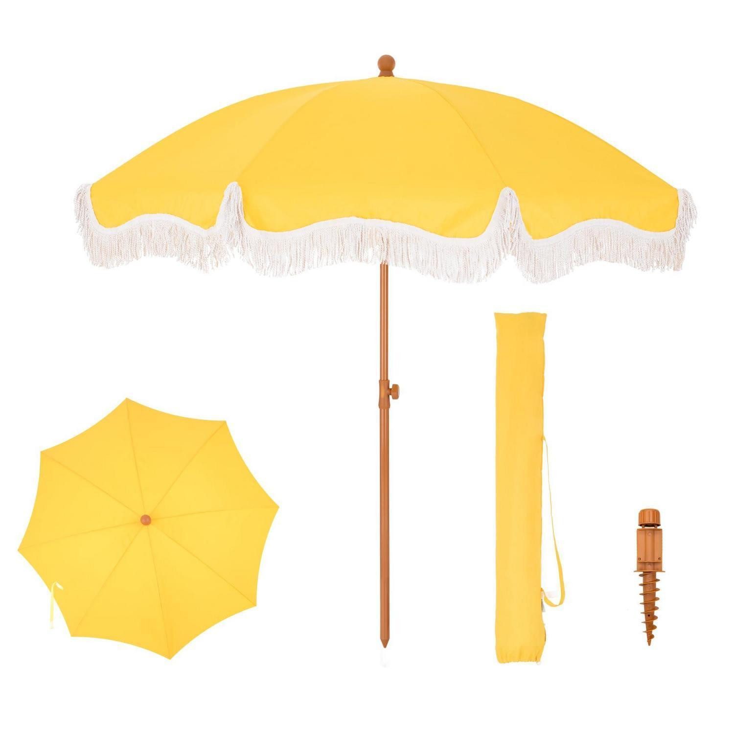 LuxusKollektion Balkonschirm Sonnenschirm Balkon 200cm Knickbar Rund Gold