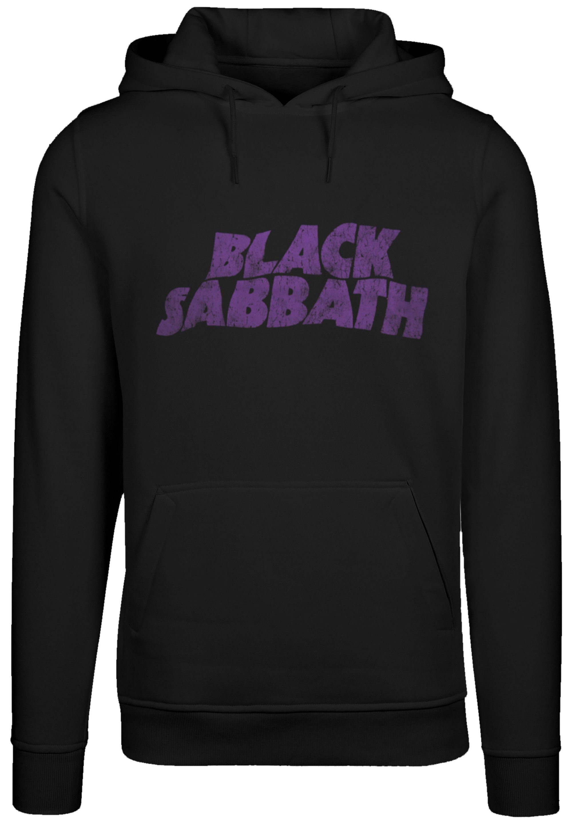 F4NT4STIC Kapuzenpullover Distressed Hoodie, schwarz Band Rock Bequem Musik Logo Sabbath Warm, Wavy