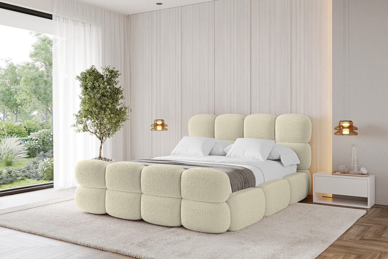 ALTDECOR Polsterbett NOMA-Z (Polsterbett mit Bettkasten und Lattenrost, Boxbett ohne Matratze), Doppelbett mit Stauraum, Bett mit Kopfteil