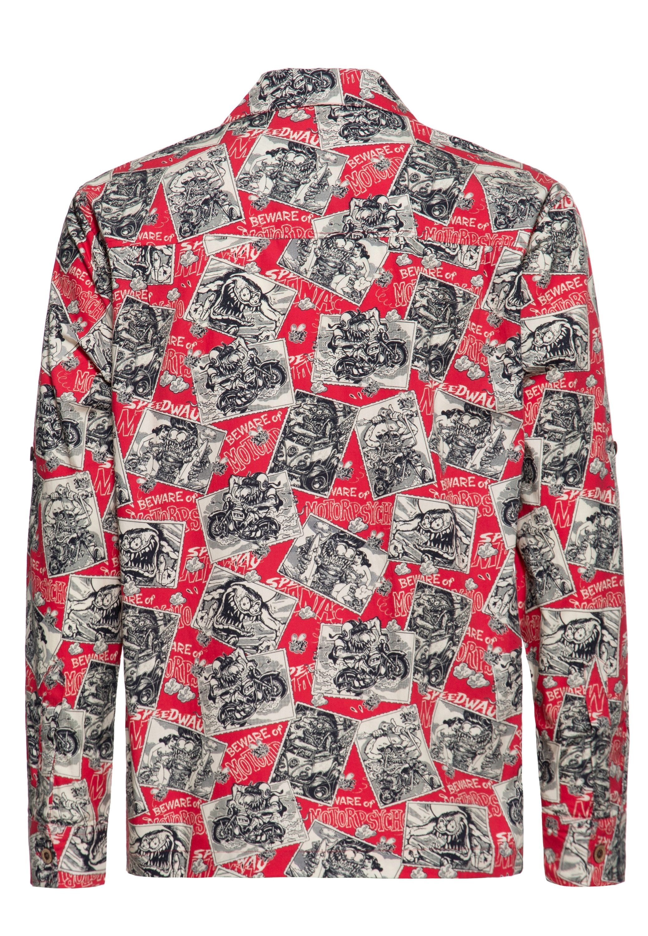 KingKerosin Langarmhemd Motorpsycho mit Allover-Print