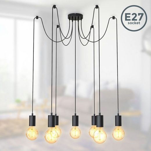 B.K.Licht Deckenleuchte, 7-flammige Pendelleuchte, E27, Retro, Vintage