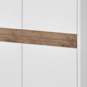 Lomadox Garderoben-Set CORATO-80, (Spar-Set, 3-St), Garderoben Set in weiß mit Blende in Wildeiche Nb., : 184,1/180/33 cm
