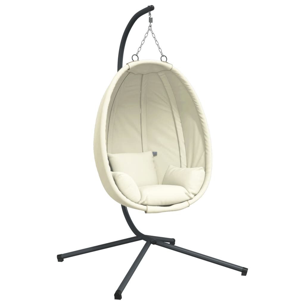 vidaXL Hollywoodschaukel Hängesessel Ei-Design mit Ständer Beige Stoff und Stahl, 1 tlg.