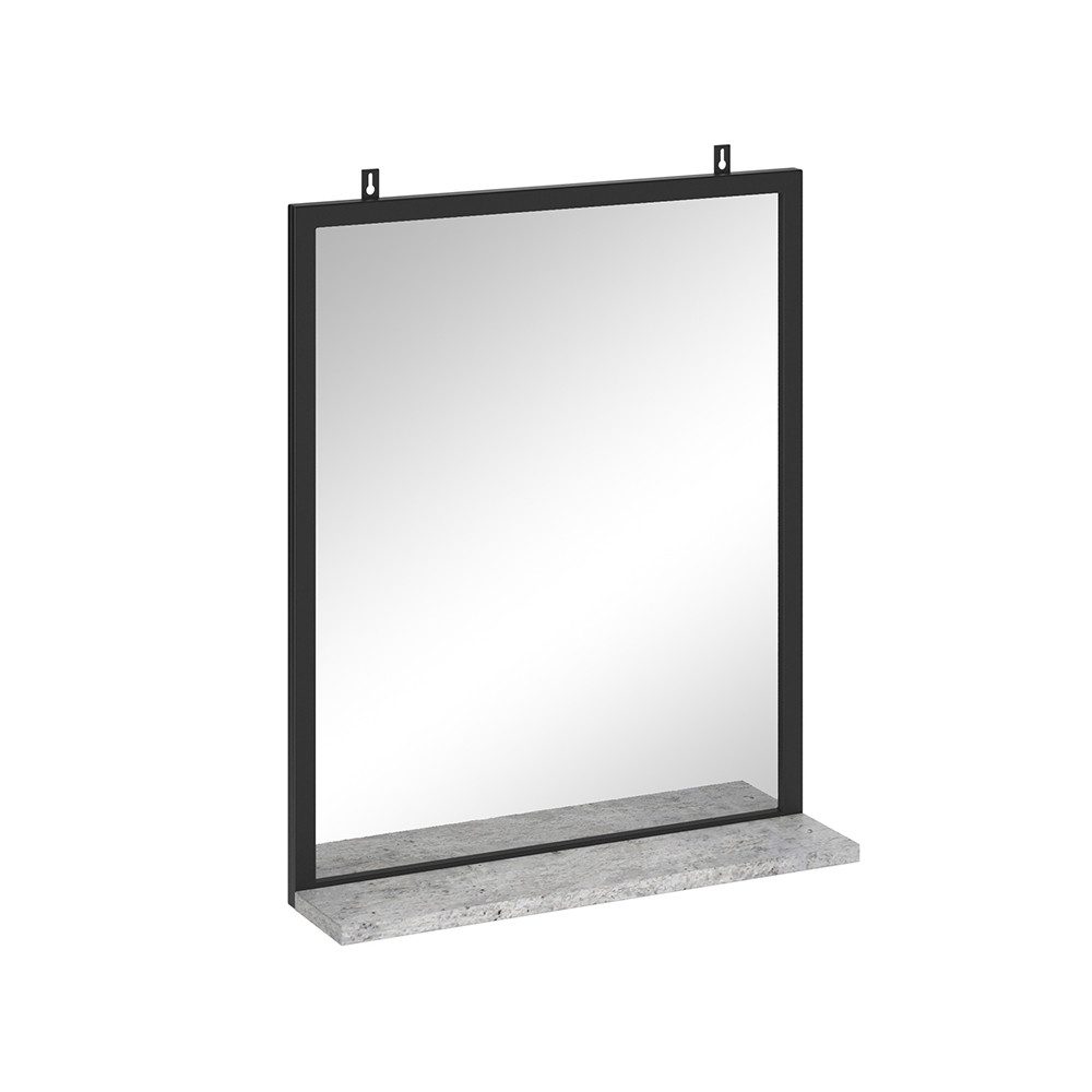 Vicco Badspiegel Fyrk, Beton/Schwarz, 50 x 60 cm