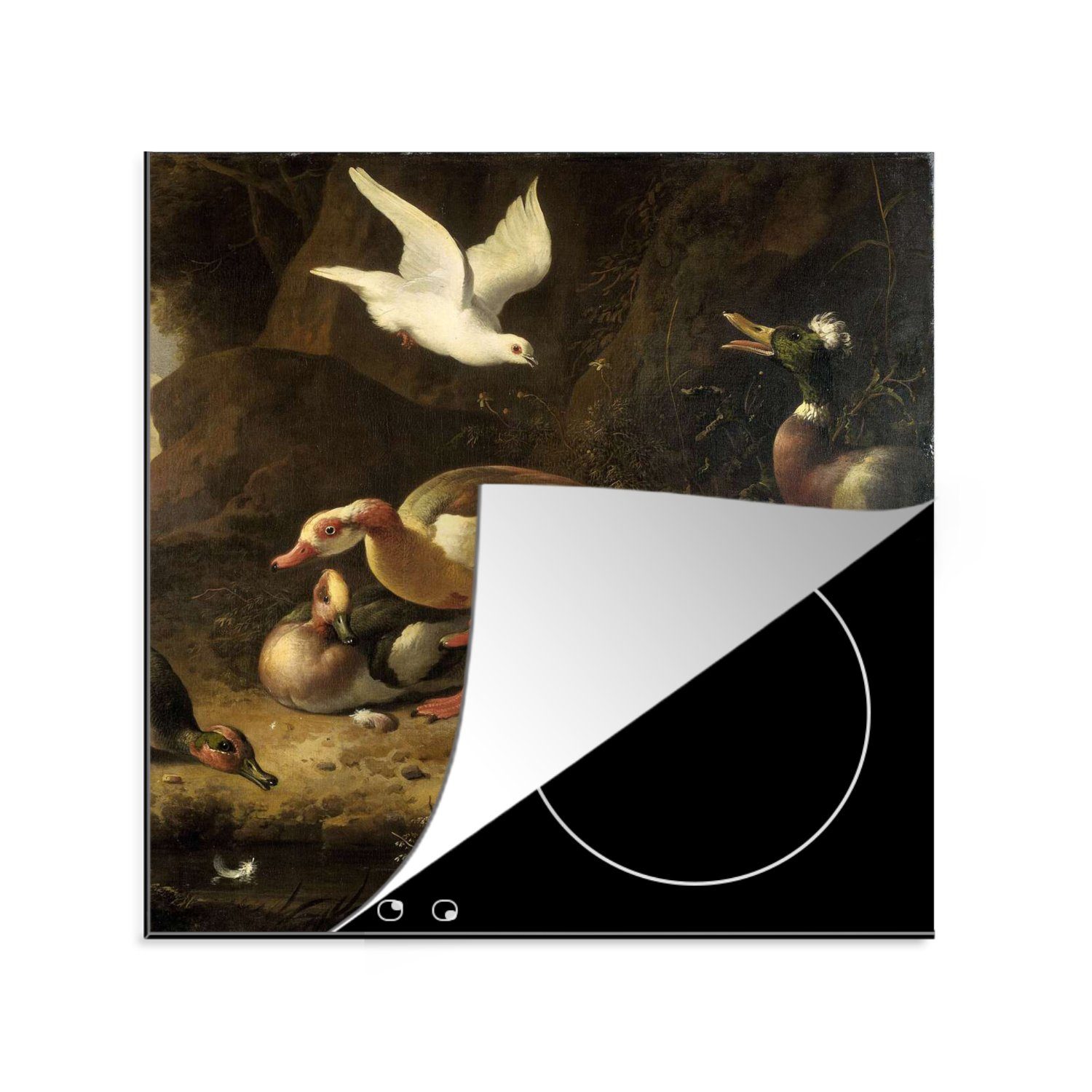 MuchoWow Herdblende-/Abdeckplatte Enten - Melchior d'Hondecoeter, Vinyl, (1 tlg), 78x78 cm, Ceranfeldabdeckung, Arbeitsplatte für küche