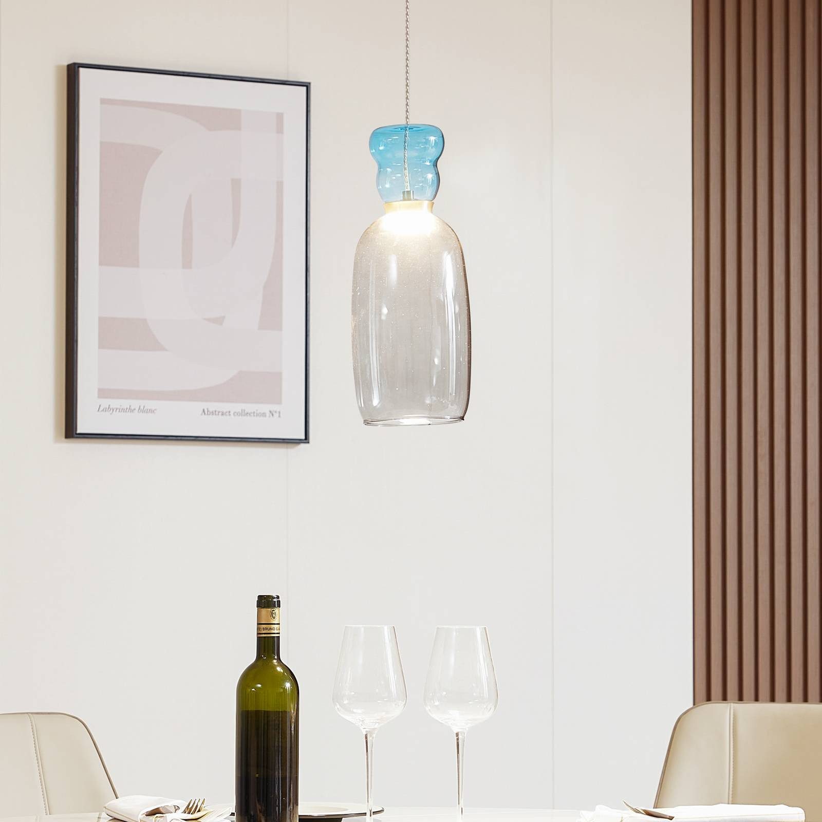 Lucande Hängeleuchte Fay, LED, Glas Alu warmweiß IP20, LED 9 W gesamt, warmweiß
