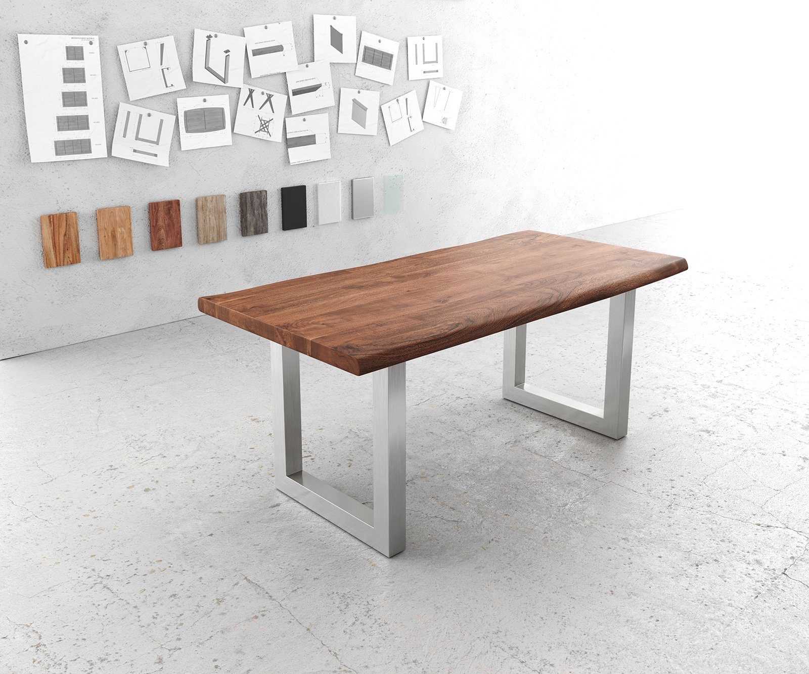 DELIFE Esstisch Edge, Akazie Braun 180x90 günstig online kaufen