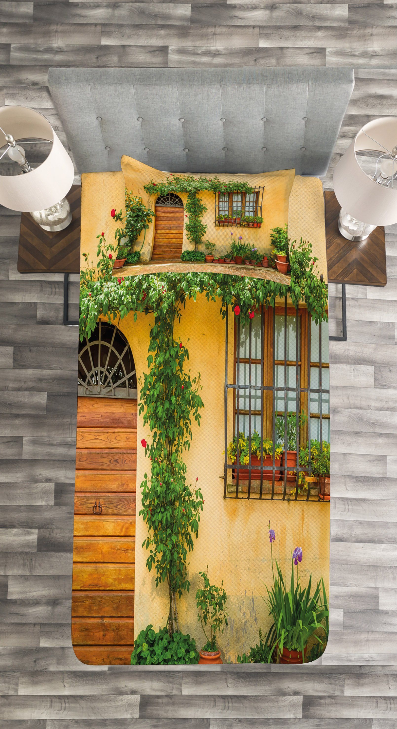 Abakuhaus, in Kissenbezügen Toskana Leben Tagesdecke mit der Set Italien in der Waschbar, Stadt