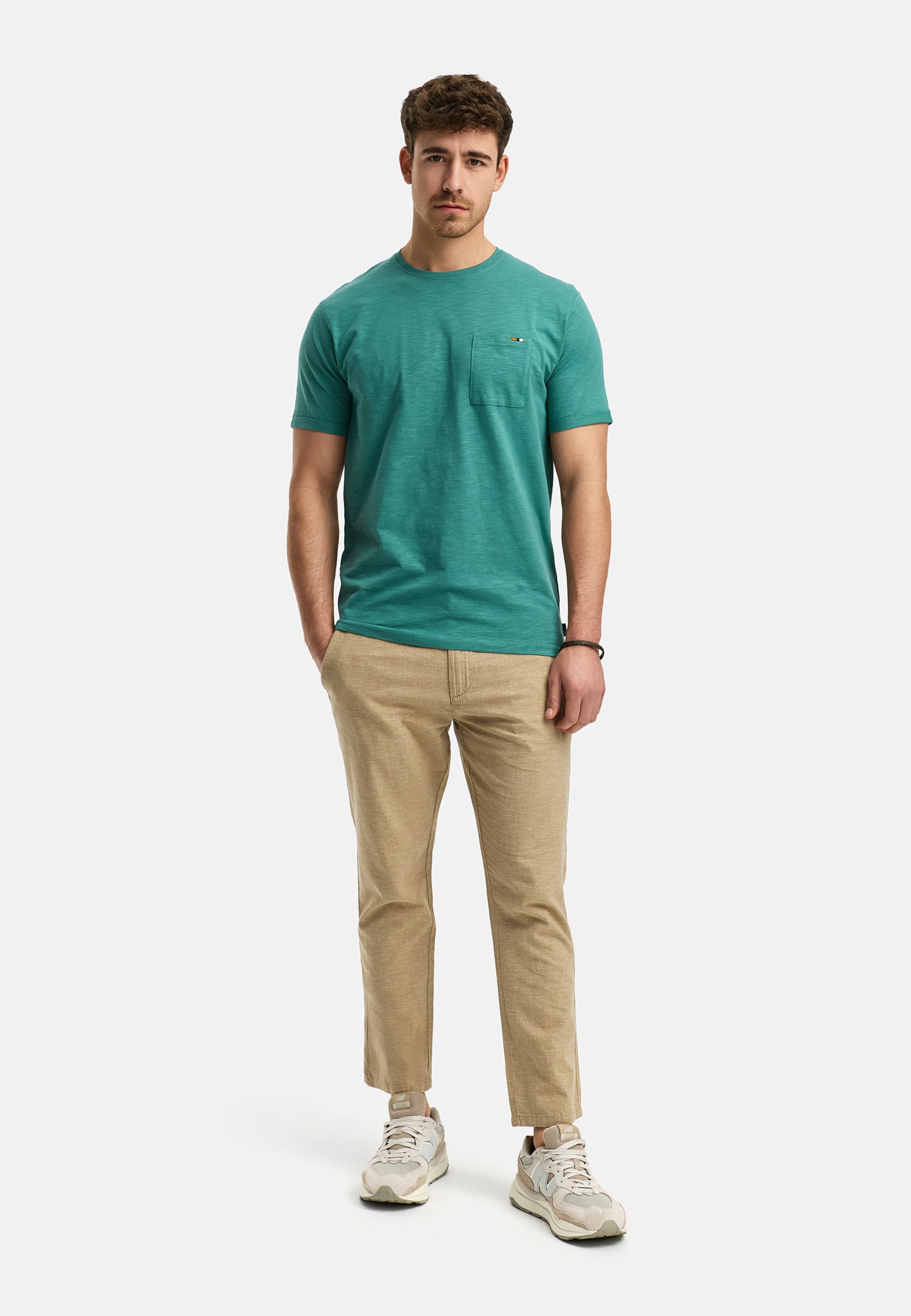 Indicode Leinenhose Herren INNandos Sommerhose Leinen Herrenhose mit elastischem Bund mit Knopf- und Reißverschluss