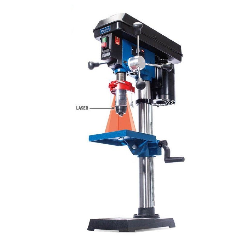 Scheppach Säulenbohrmaschine Standbohrmaschine Säulenbohrmaschine DP19Vario Tischbohrmaschine 550W, 230 V, (1 Stück), Stufenlose Drehzahlregulierung, Digitale Drehzahlanzeige