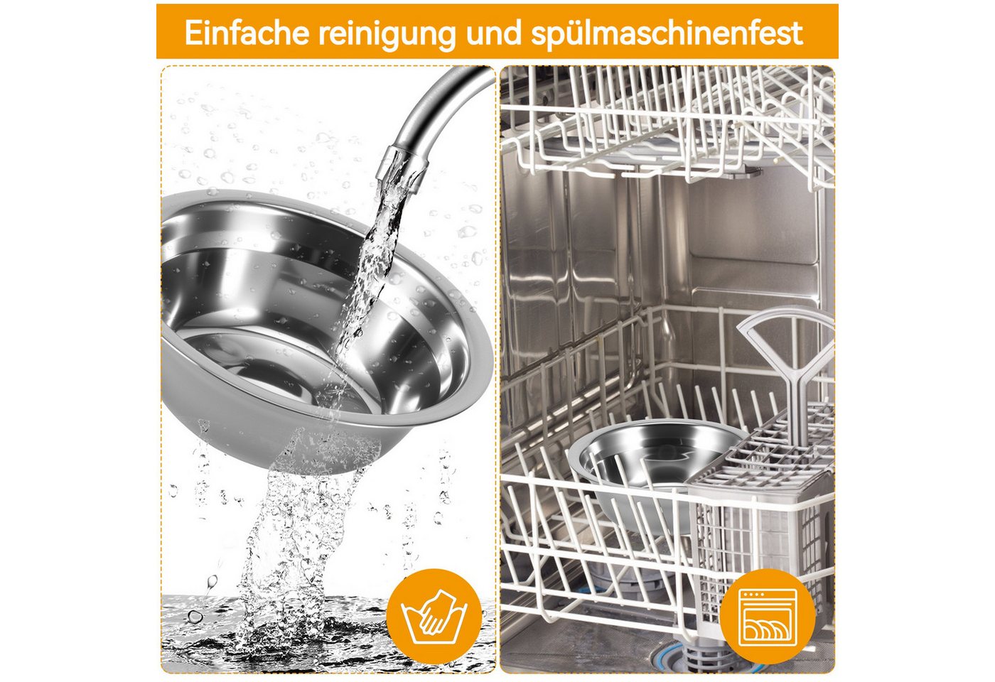 Thumbnail - BlingBin Futterstation Höhenverstellbarer Hundenapf, Futternapf mit Trennwand und Ständer, Edelstahl, Erhöhte Hundenäpfe...