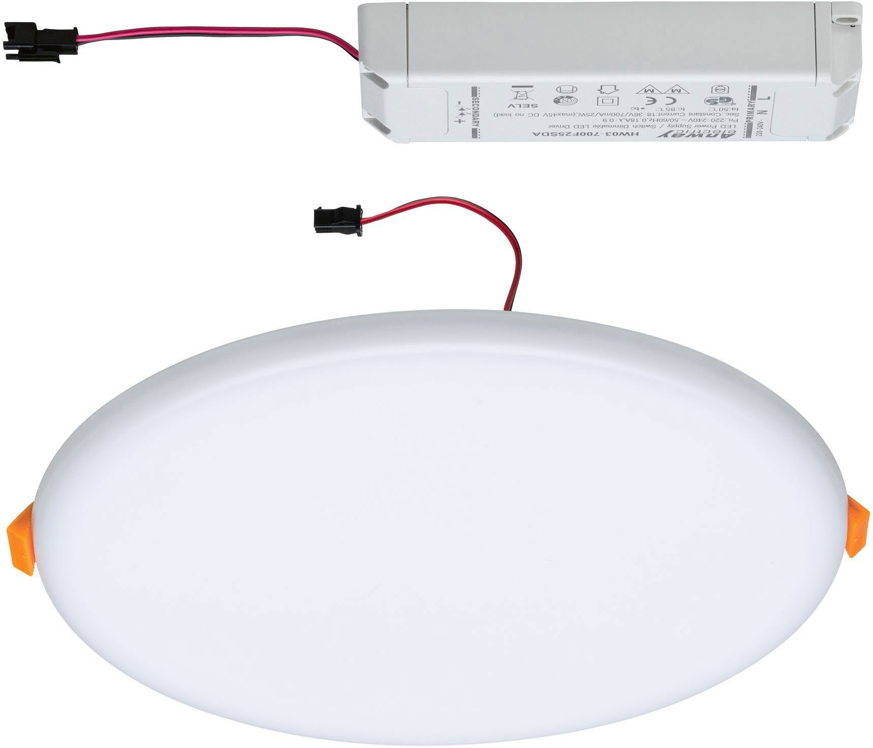 Paulmann LED Einbauleuchte Veluna VariFit IP44 3-Stufen-dimmbar rund 4.000K Satin, LED fest integriert, Neutralweiß, LED Einbaupanel IP44 3-Stufen-dimmbar rund 4.000K Satin
