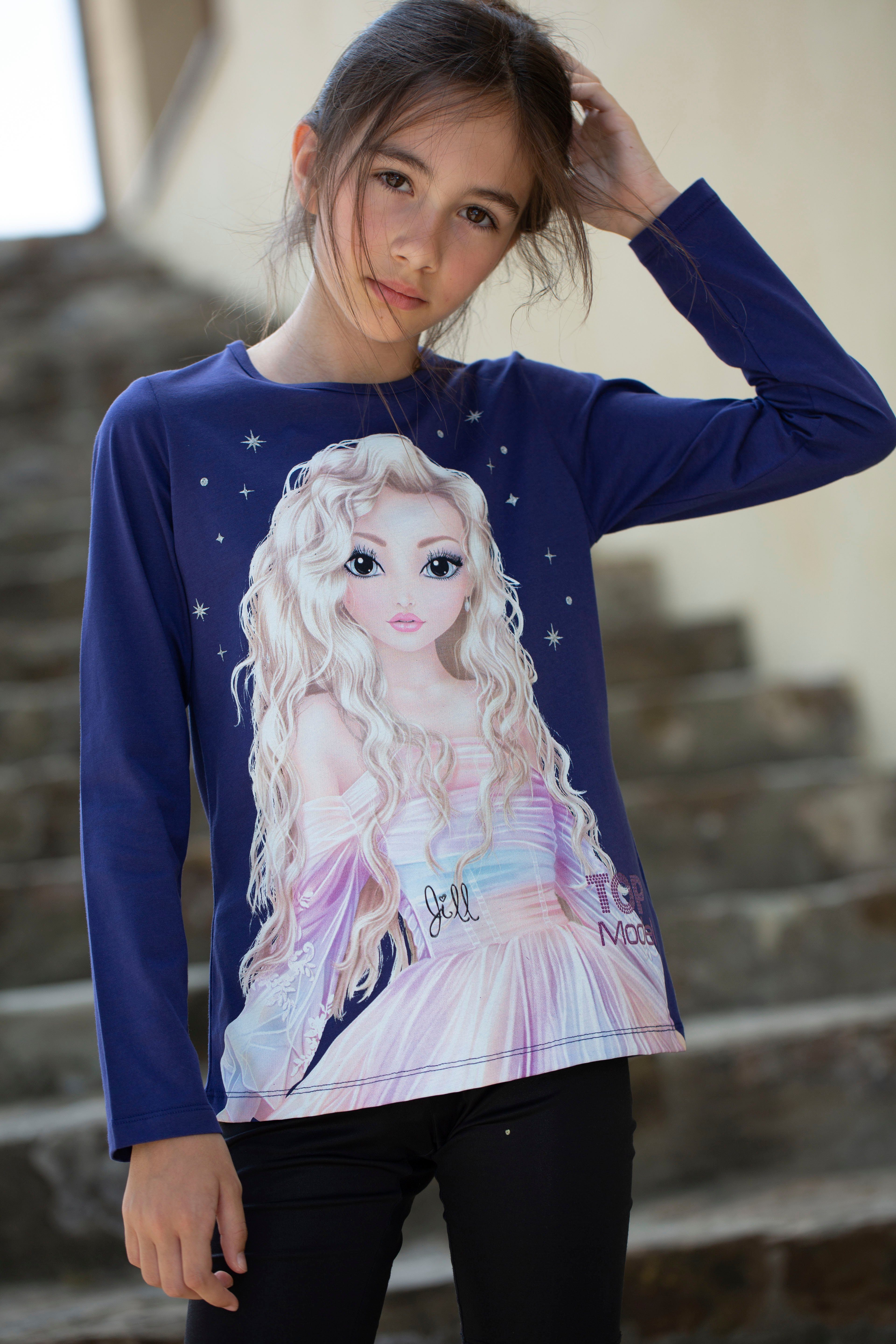 TOPModel Langarmshirt mit großem TOP Model Frontdruck