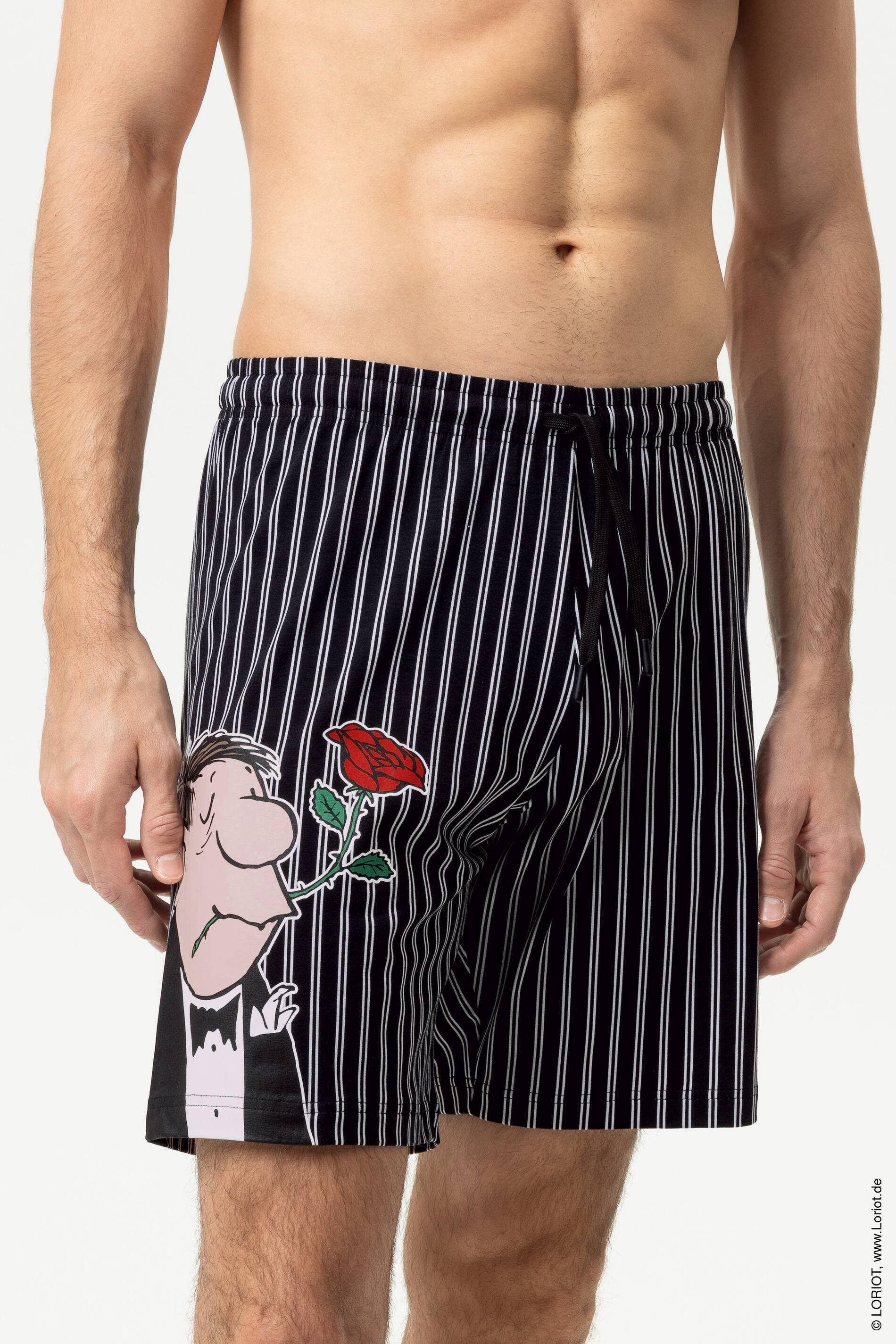Mey Schlafhose Mey male Hose kurz Serie mey x LORIOT (1-tlg) Limited Edition mit LORIOT
