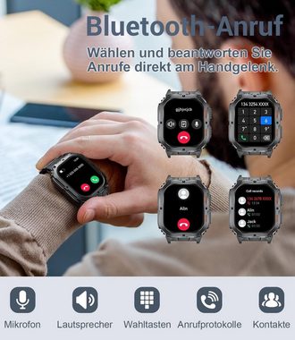 Lige Herren mit Telefonfunktion AlwaysonDisplay Langer Akku Fitness Tracker Smartwatch (1.95 Zoll, Andriod iOS), Mit IP68 Wasserdicht Blutdruck/Herzfrequenz/Spo2 Uhren Herren