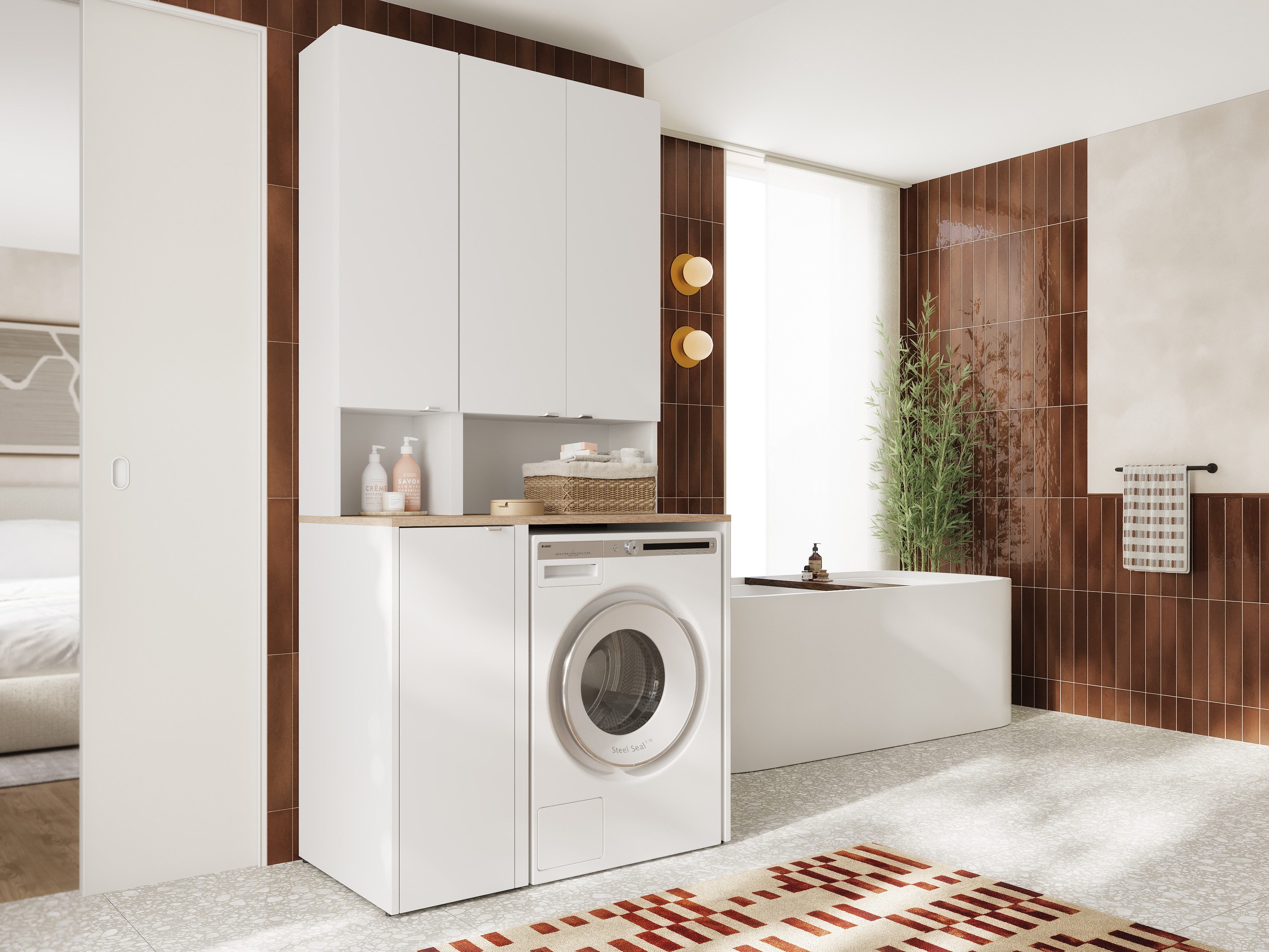 Platan Room Badezimmer-Set Waschmaschinenschrank 65 cm günstig online kaufen