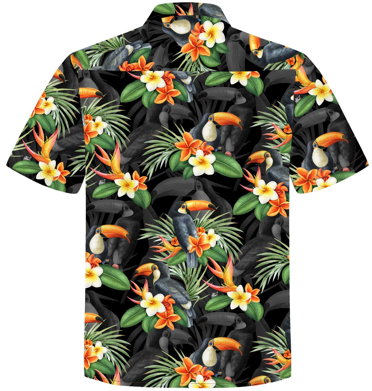 Hawaiihemdshop.de Hawaiihemd Hawaii Hemd Herren Baumwolle Kurzarm Hawaiihemd mit Papageien
