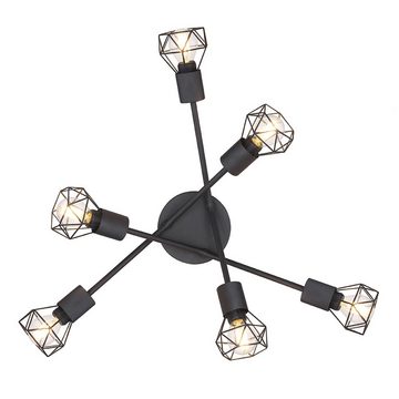 etc-shop LED Deckenspot, Leuchtmittel nicht inklusive, Deckenleuchte 6 Flammig schwarz Deckenlampe Käfig Modern
