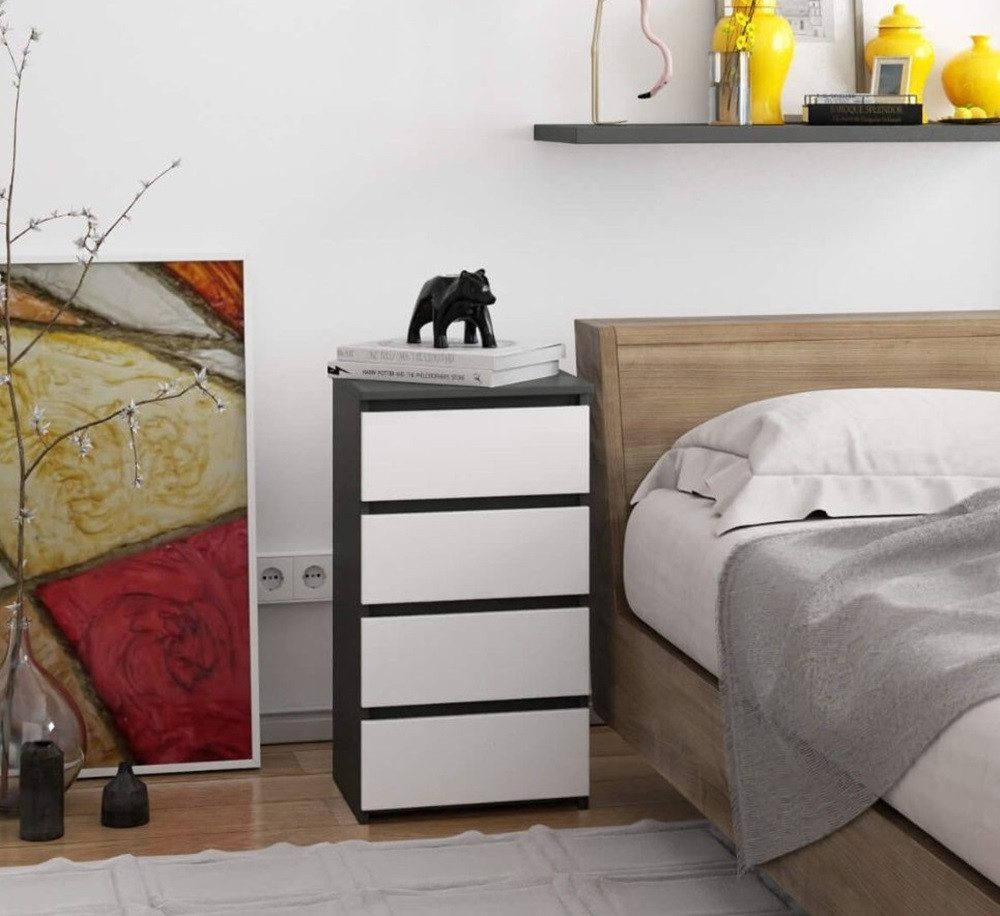 Raumhirsch Furniture Kommode mit 4 Schubladen 40 cm breit Holz Schrank, Highboard / Kommode 40 cm, Sideboard Organizer für jeden Raum