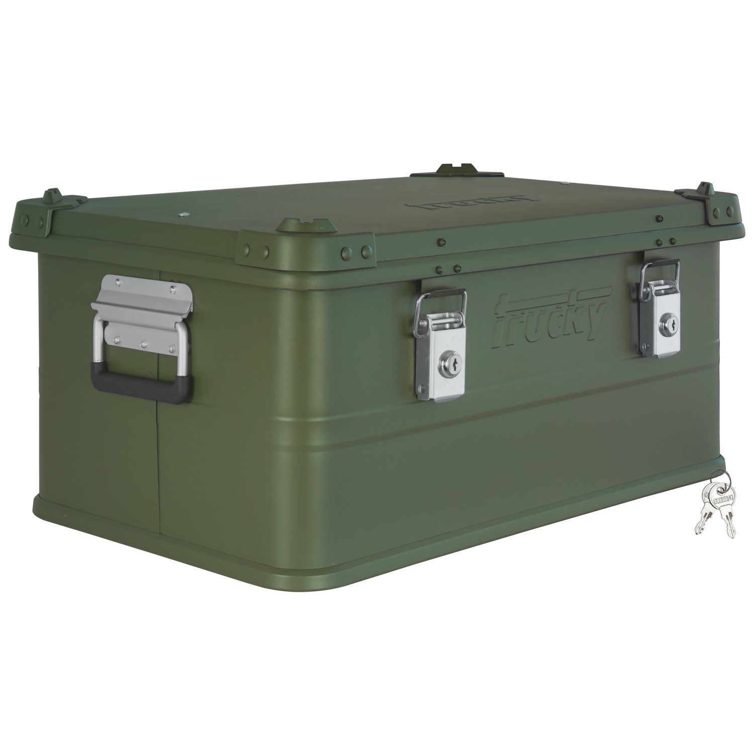 Trucky Allzweckkiste Aluminium Box mit Deckel Grün Alukiste 50 Liter Kiste Aufbewahrungsbox