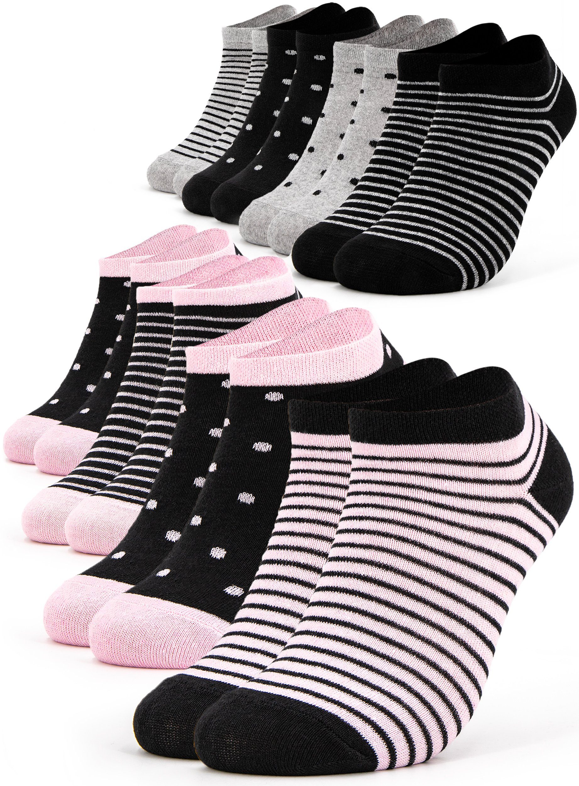 OCCULTO Sneakersocken »Damen Sneaker Socken Muster« (8-Paar) Mustern mit  Punkten und Streifen online kaufen | OTTO
