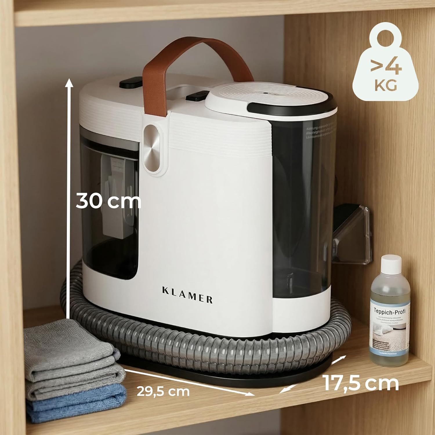 KLAMER Teppichreinigungsgerät 500W, Waschsauger Nasssauger, 2-Tank-System 1,6 L, 15 kPa, Sprüh & Sa…, 500 W, 2-Tank-System für Nassreinigung