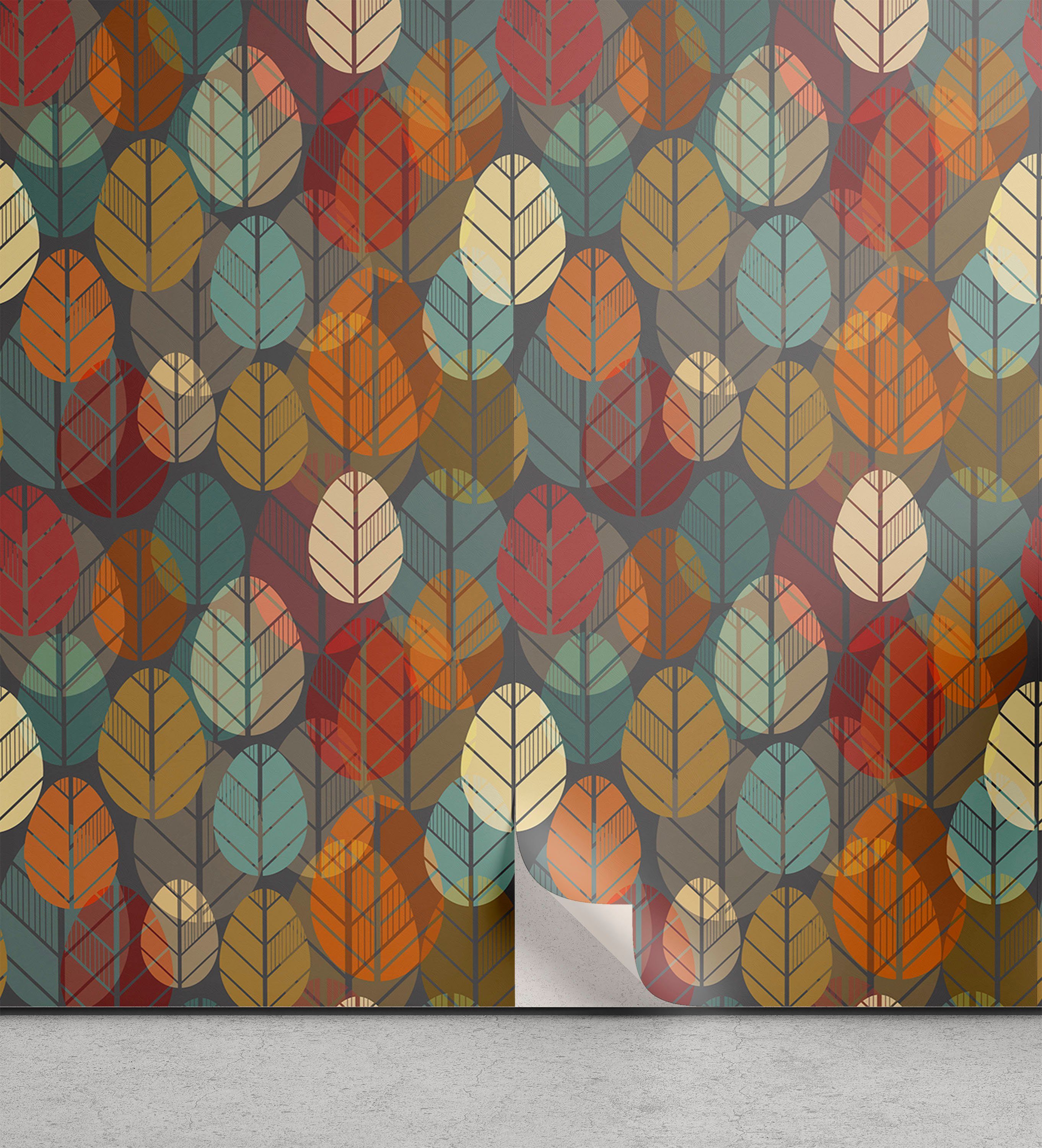 Abakuhaus Vinyltapete selbstklebendes Wohnzimmer Küchenakzent, Komposition Herbst Natur, Kreative