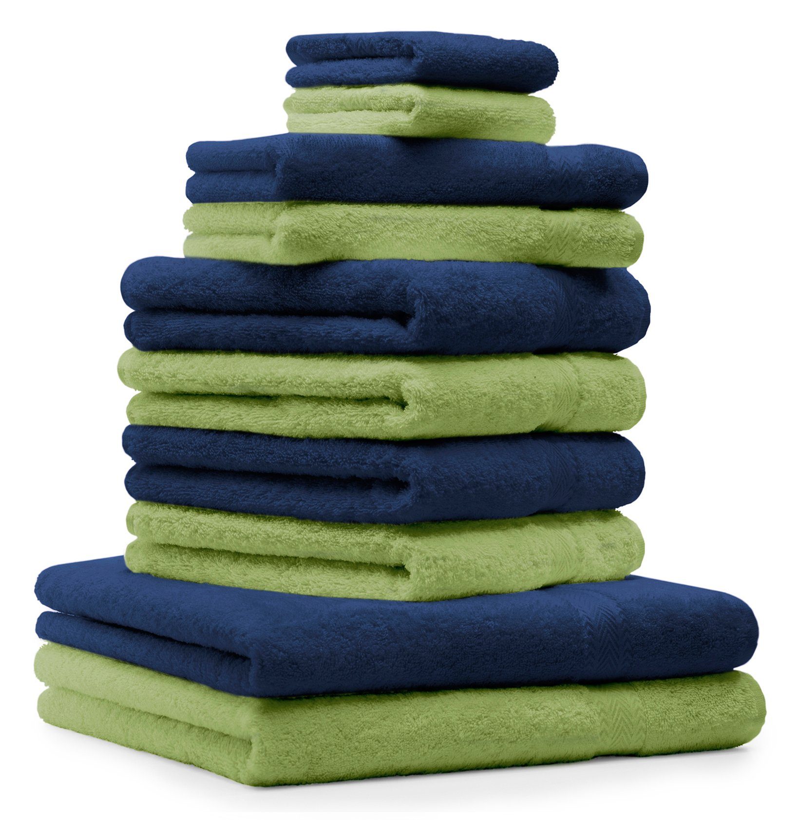 Betz Handtuch Set 10-TLG. Handtuch-Set Premium Farbe Dunkelblau & Apfelgrün,  100% Baumwolle, (Set, 10-tlg), saugstark und strapazierfähig