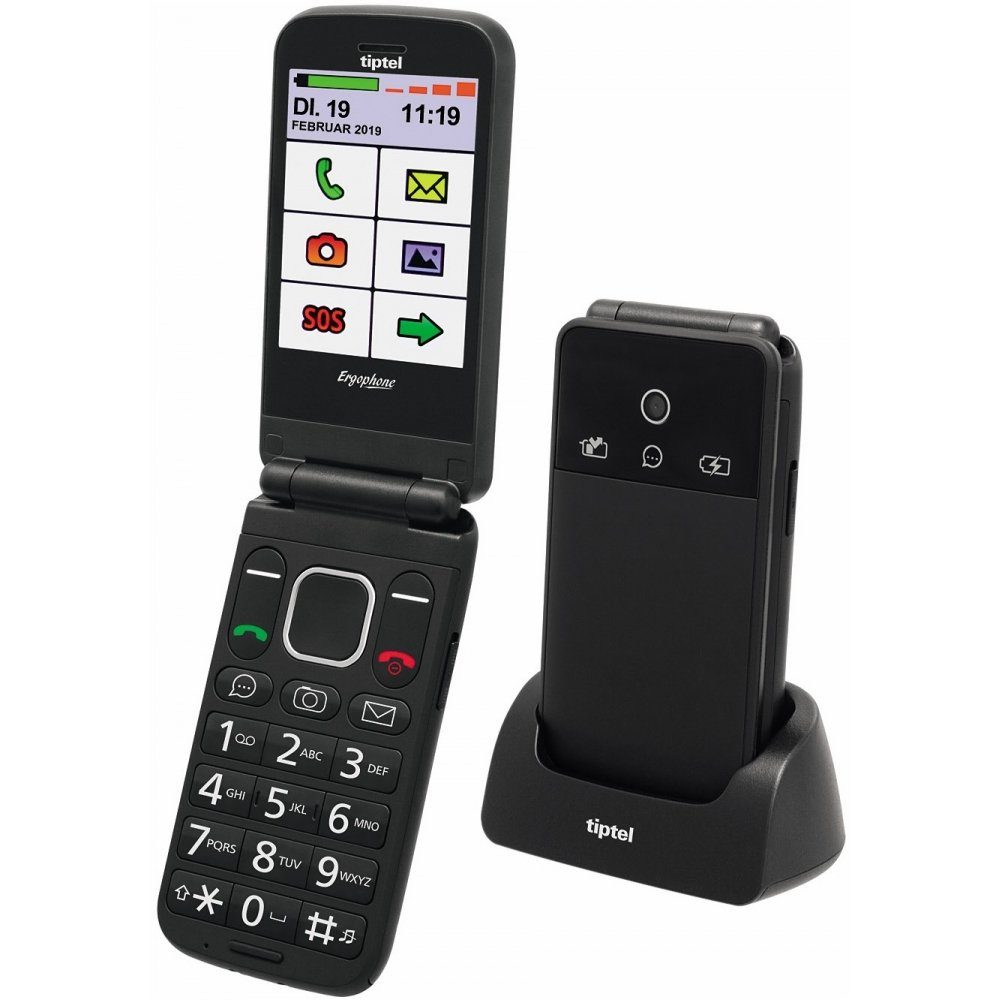 Tiptel Ergophone 6370 pro - (2,8 8 Klapphandy GB MP Zoll, 4 Klapphandy Kamera) Speicherplatz, schwarz 