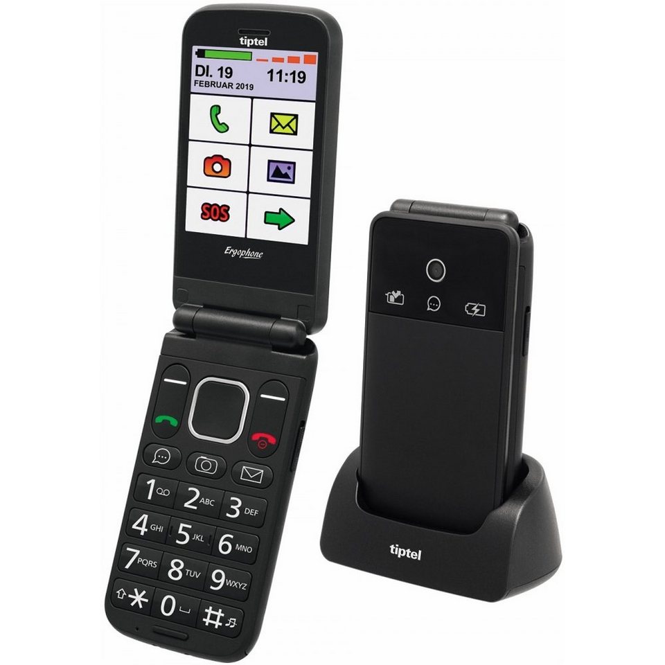 Tiptel Ergophone 6370 pro - Klapphandy - schwarz Klapphandy (2,8 Zoll, 4 GB  Speicherplatz, 8 MP Kamera)