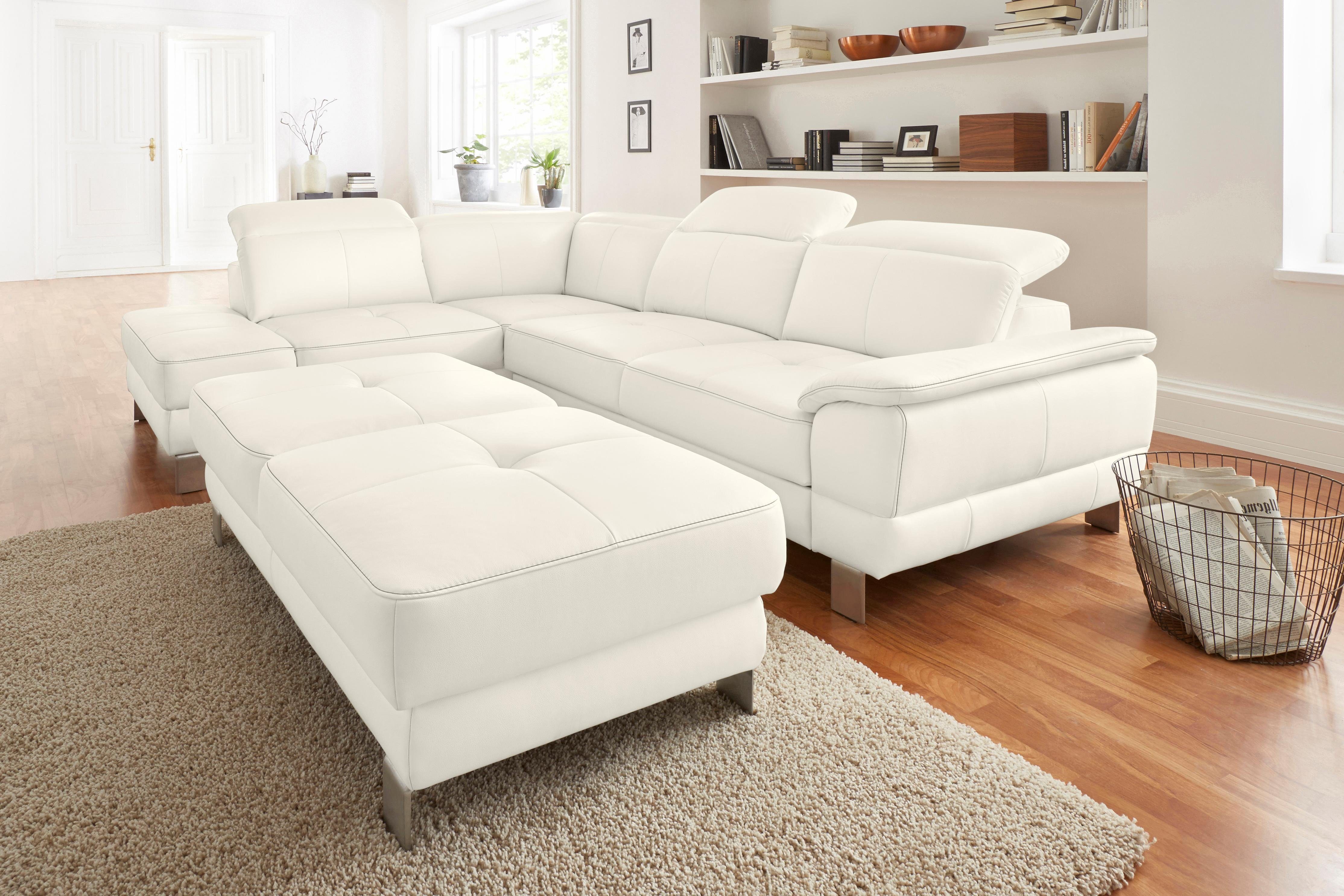 exxpo - sofa fashion Ecksofa Mantua, L-Form, mit Kopf- bzw. Rückenverstellung, Bettfunktion u. Bettkasten