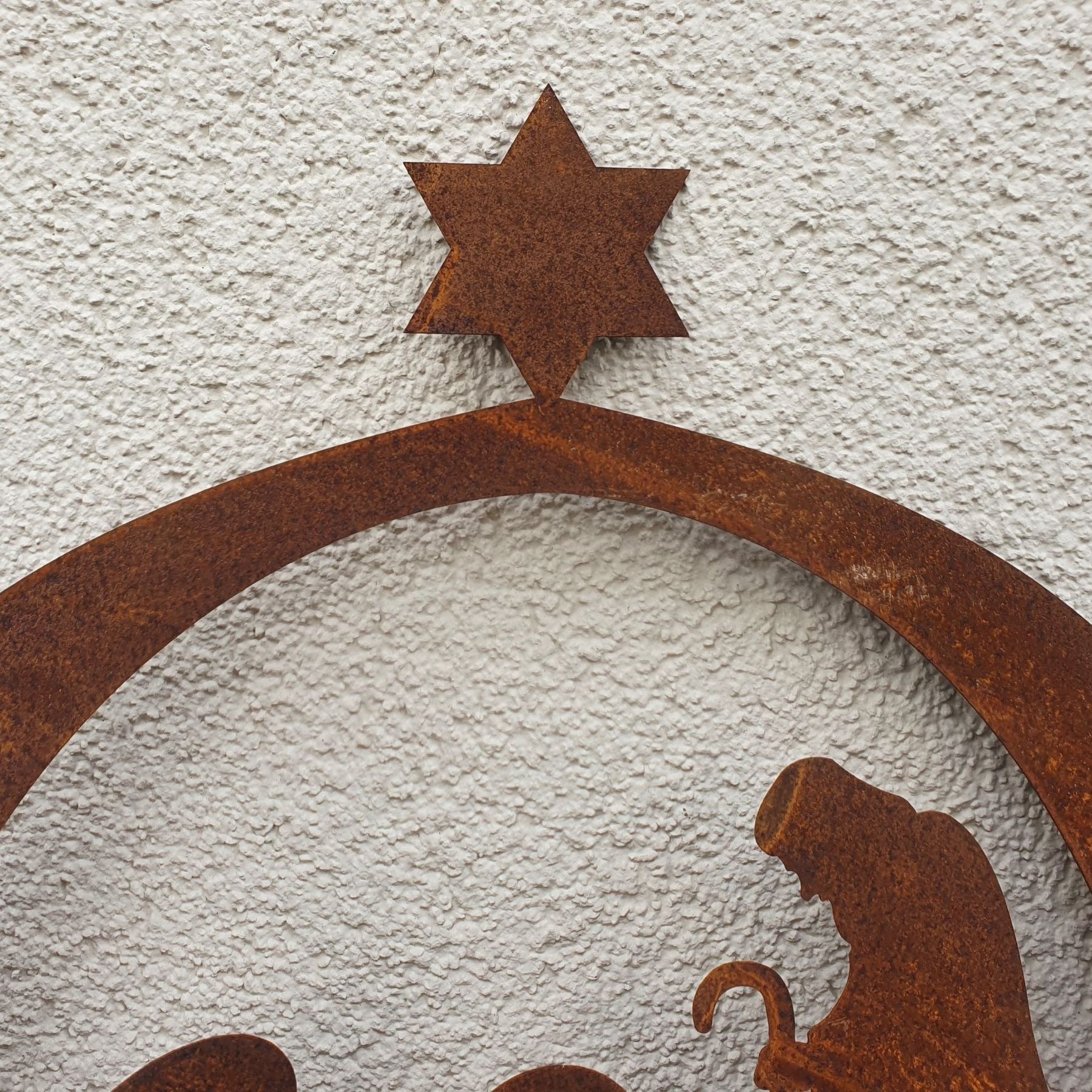 Dewoga Edelrost-Metalldesign Weihnachtsfigur Edelrost Krippe zum Stecken | Dekofiguren