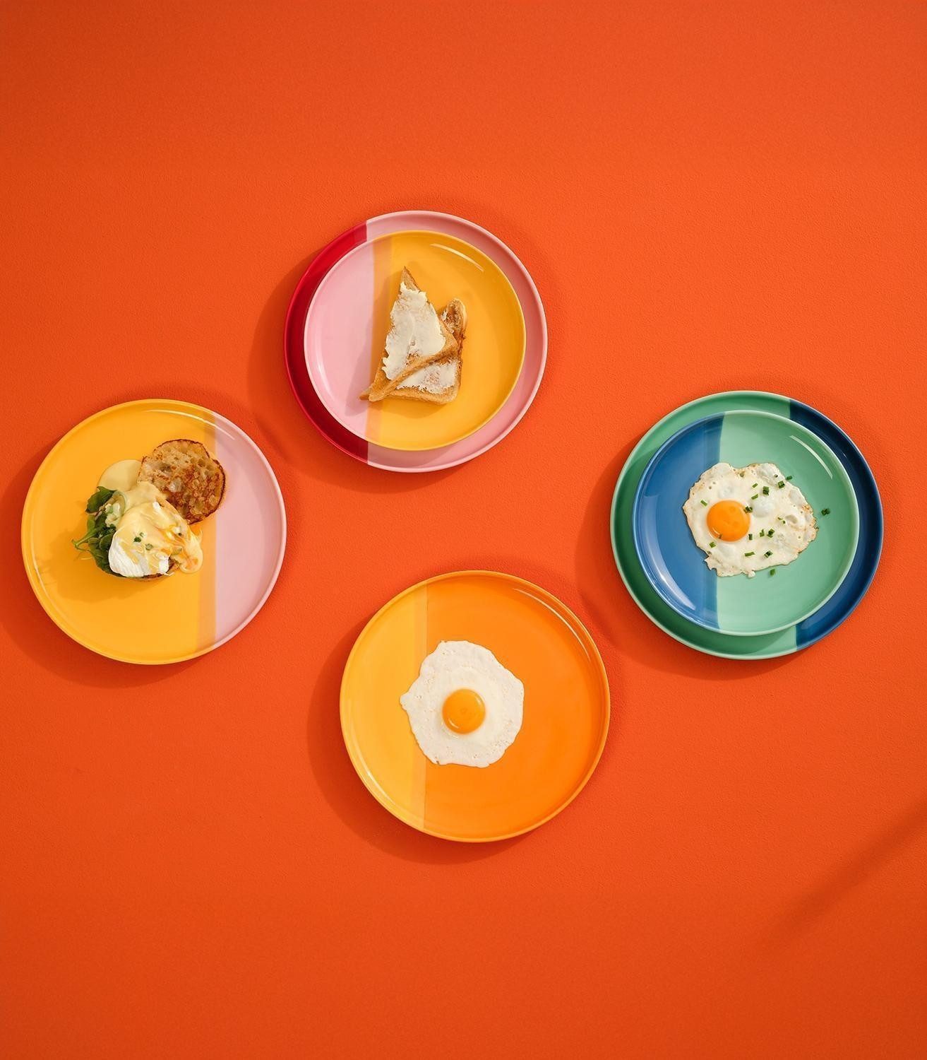 ASA SELECTION Dessertteller Frühstücksteller JOY, Ø 22 cm, Orange, Gelb, (1 St), aus Porzellan