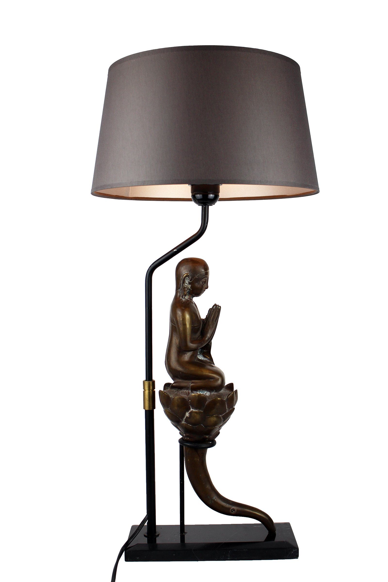 Signature Home Collection Tischleuchte »Tischlampe Buddha Figur auf  Lotusblüte Bronze Marmor«, ohne Leuchtmittel, Tischleuchte aus Bronze