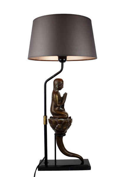 Signature Home Collection Tischleuchte »Tischlampe Buddha Figur auf Lotusblüte Bronze Marmor«, Tischleuchte aus Bronze