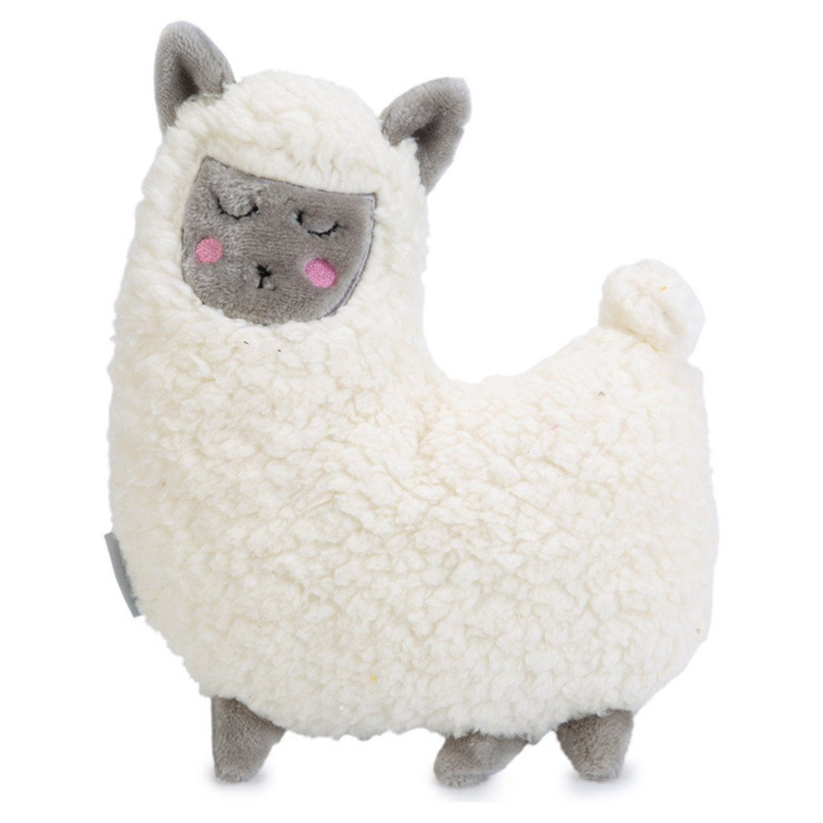 Beeztees Tierkuscheltier Puppy Cuddle Toys und Herzschlag Simulator Lama grau-weiß