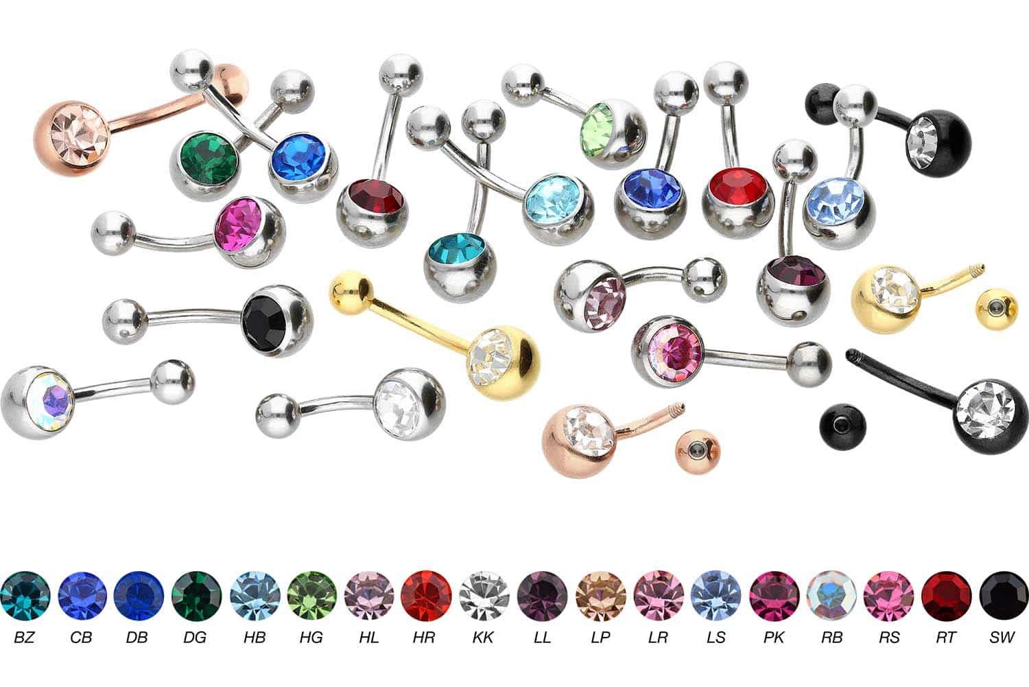 PIERCINGLINE Bauchnabelpiercing Chirurgenstahl Bananabell KRISTALL (Bananab günstig online kaufen