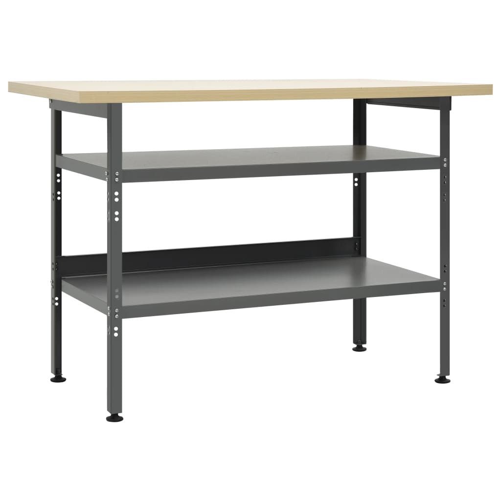 vidaXL Werkbank Werkbank Grau 120×60×85 cm Stahl