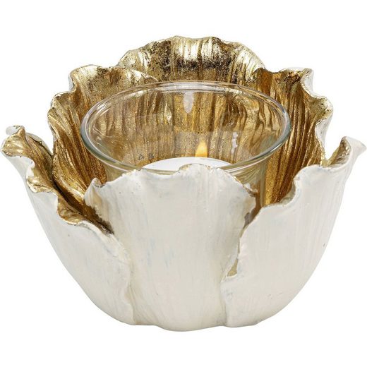 KARE Kerzenständer »Teelichthalter Flower Bloom Creme Gold 10« online