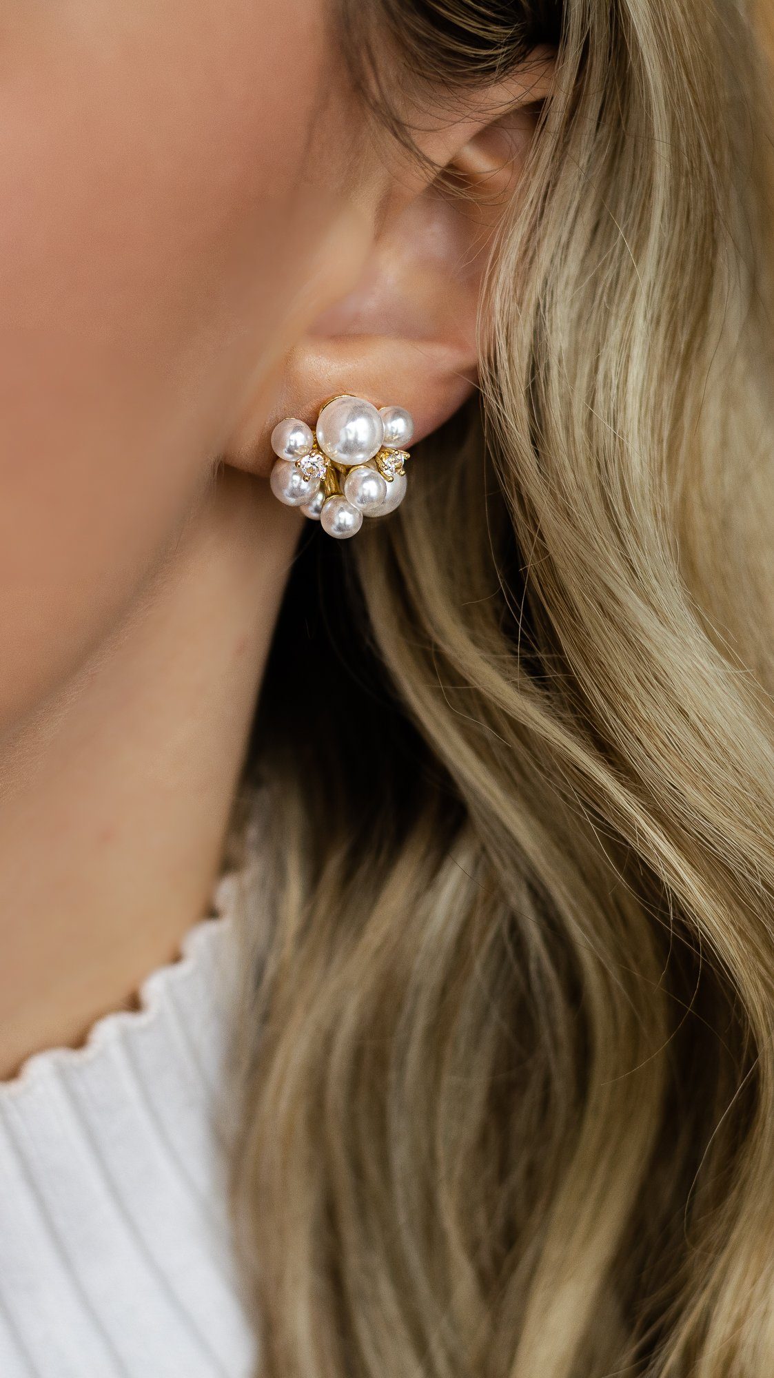 Brautkrone Perlenohrringe Braut Ohrringe Hochzeit Perlenohrringe Perlen run günstig online kaufen