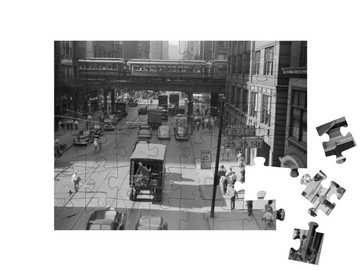 puzzleYOU Puzzle Chicago Elevated Railroad in der Franklin Street, 48 Puzzleteile, puzzleYOU-Kollektionen Historische Bilder
