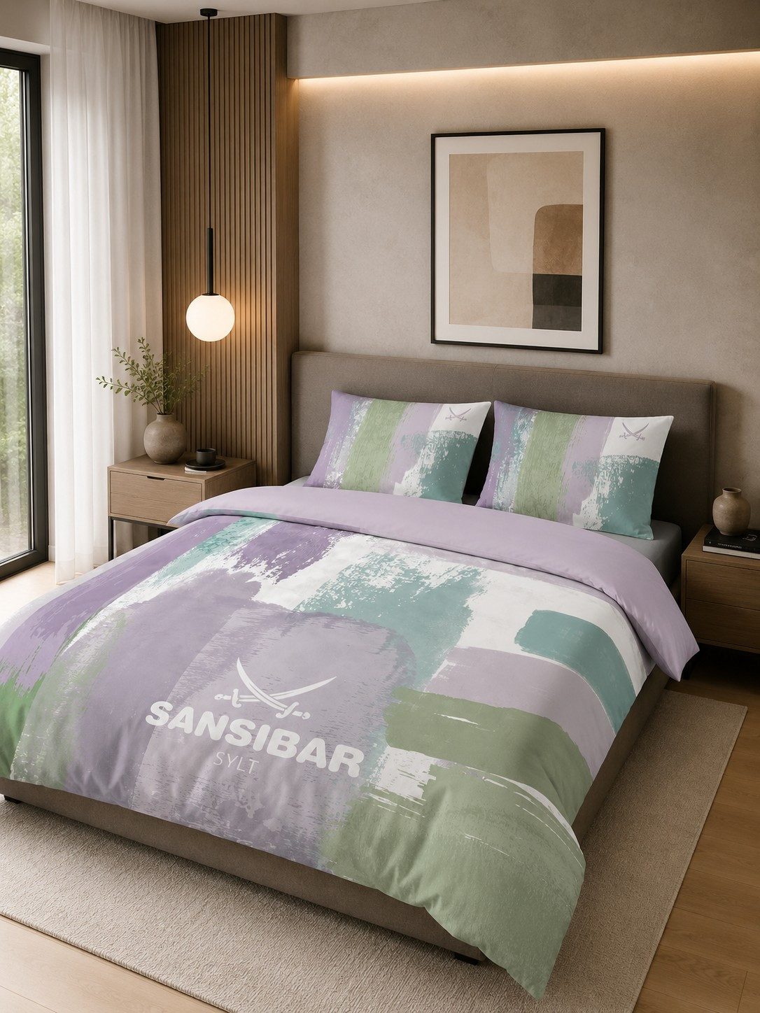 Sansibar Sylt Bettwäsche Bettwäsche Paint mit modernem Pinselstrich-Design, 100% Baumwolle, Baumwolle, 2 teilig, edel und hochwertig, weich, hautfreundlich, pflegeleicht