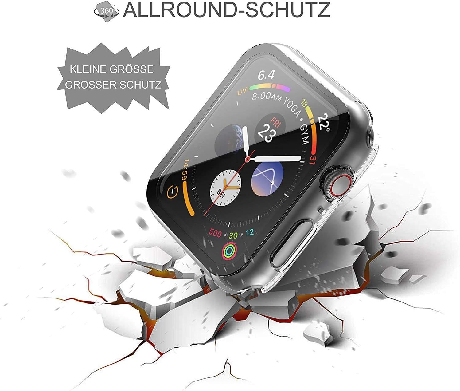 Baker Smartwatch-Hülle 2x Hülle für Apple Watch 1/2/3/4/5/6/7/8/9/SE/Ultra/Ultra2, (2 Pack) 38mm 40mm 41mm 42mm 44mm 45mm 49mm, i Watch Schutzhülle Case