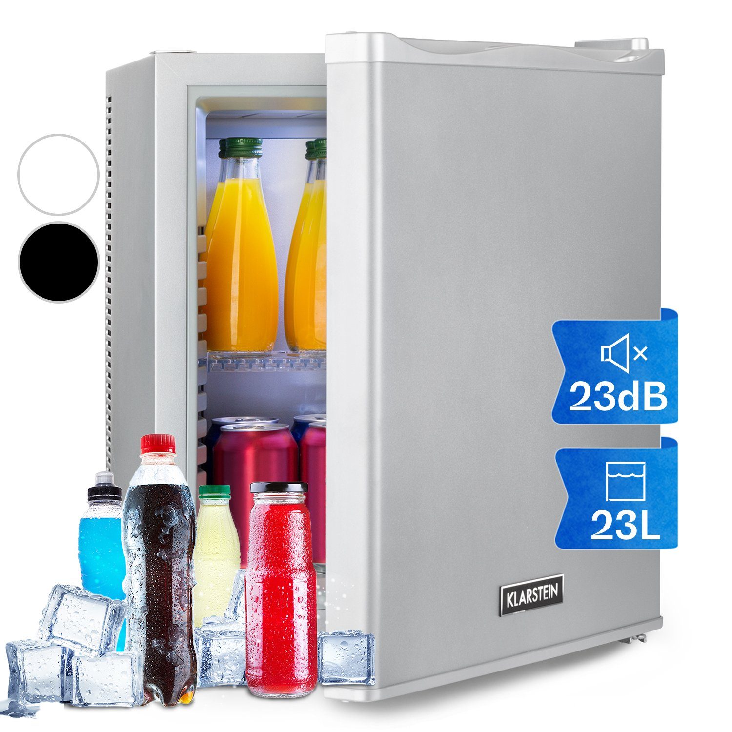 38 cm Kühlschrank Hausbar Getränkekühlschrank cm 47 Gefrierfach Minikühlschrank ohne HEA-HappyHour-Slb hoch, Klarstein 10035240A, breit, klein Top Table