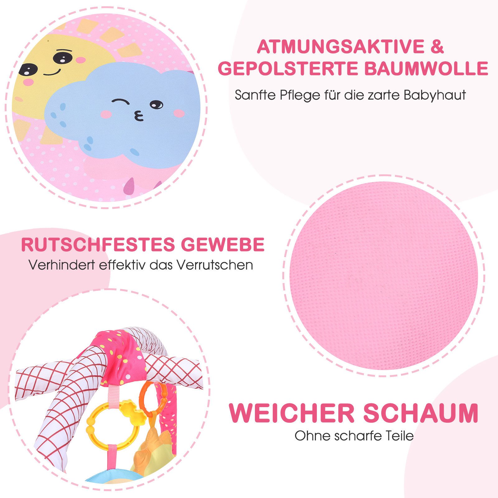 oyajia Spielbogen Baby Spielmatte Zaun Fitness Krabbeldecke Spielecke 75x75×53cm, (Geeignet für Neugeborene von 0–12 Monaten zur Wachstumserkundung), Faltbare Matte,Spielbogen für Babys Aktivitätsdecke,Meeresspielzeug