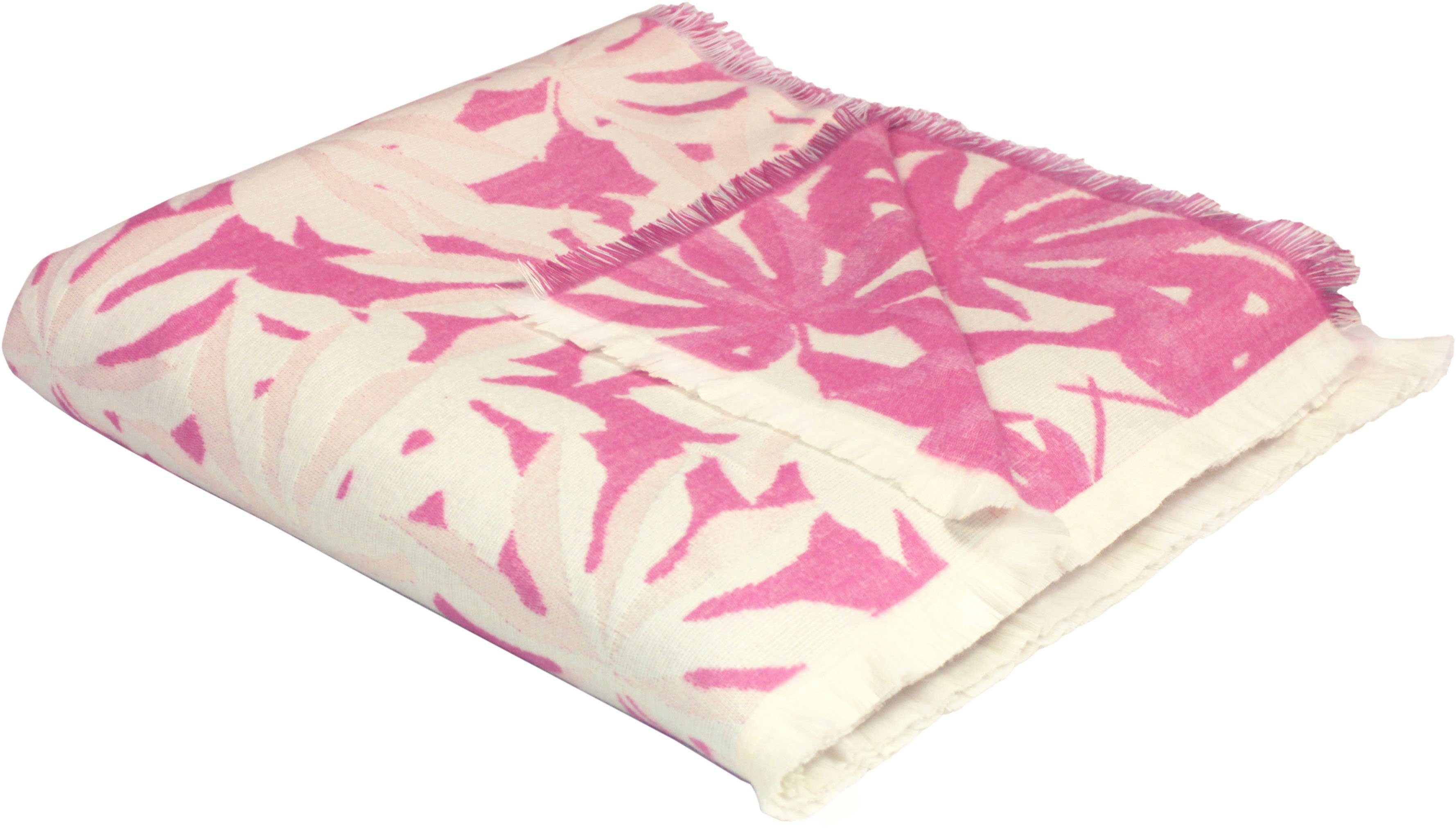 Wohndecke Jungle, - GOTS pink zertifiziert Adam, nachhaltig Bio-Baumwolle, Kuscheldecke aus