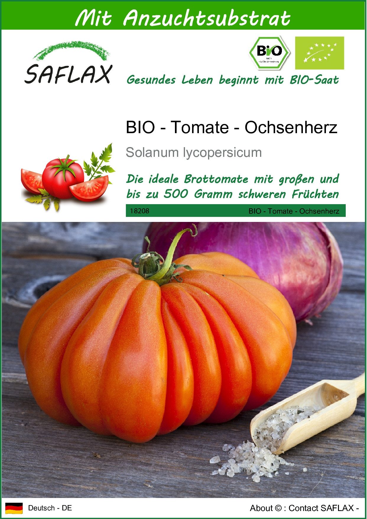 Gemüsesamen SAFLAX - Samen und Substrat - BIO - Tomate - Ochsenherz