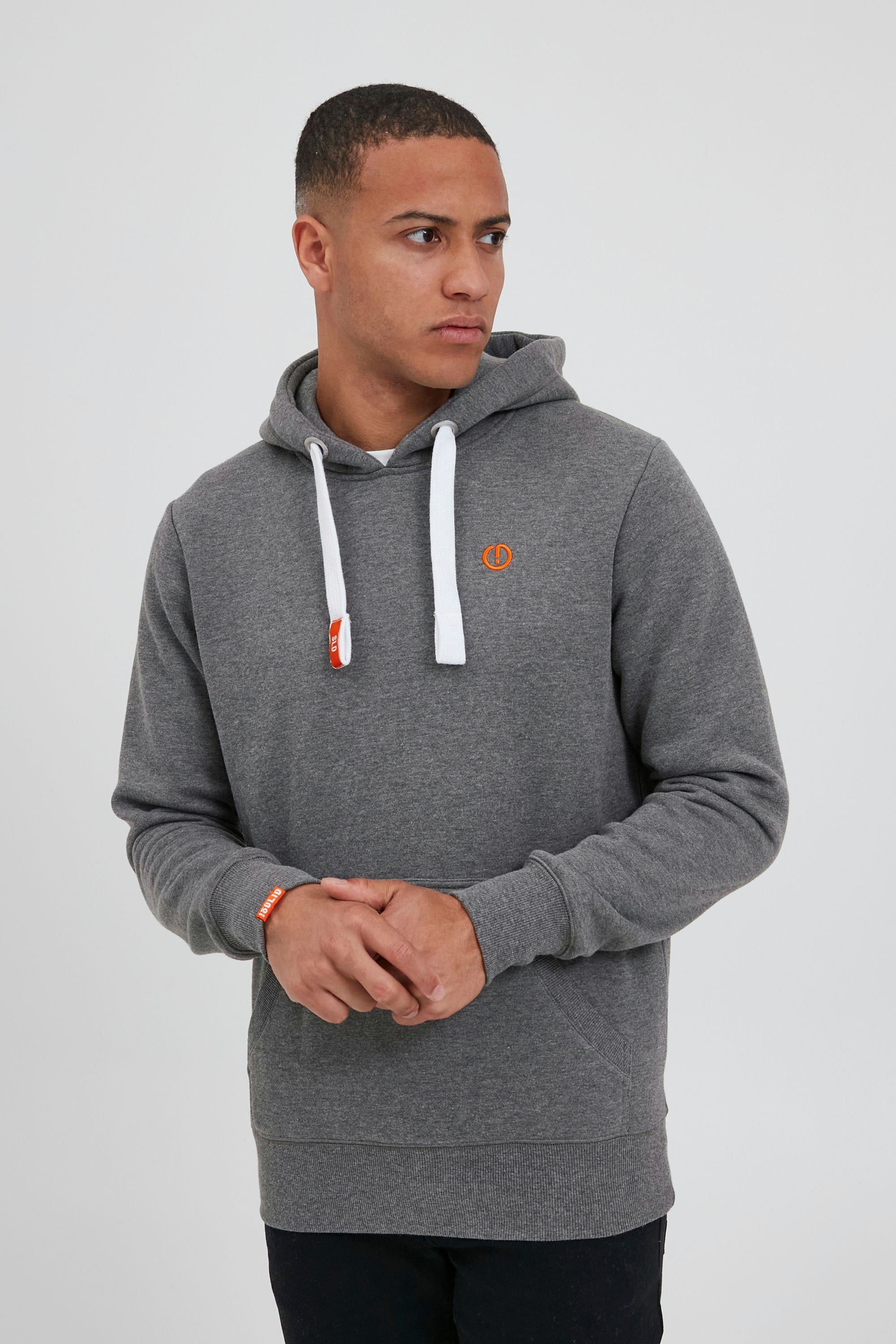 (8236) !Solid kontrastfarbenenen Grey Details Hoodie mit Kapuzensweatshirt Melange SDBennHood