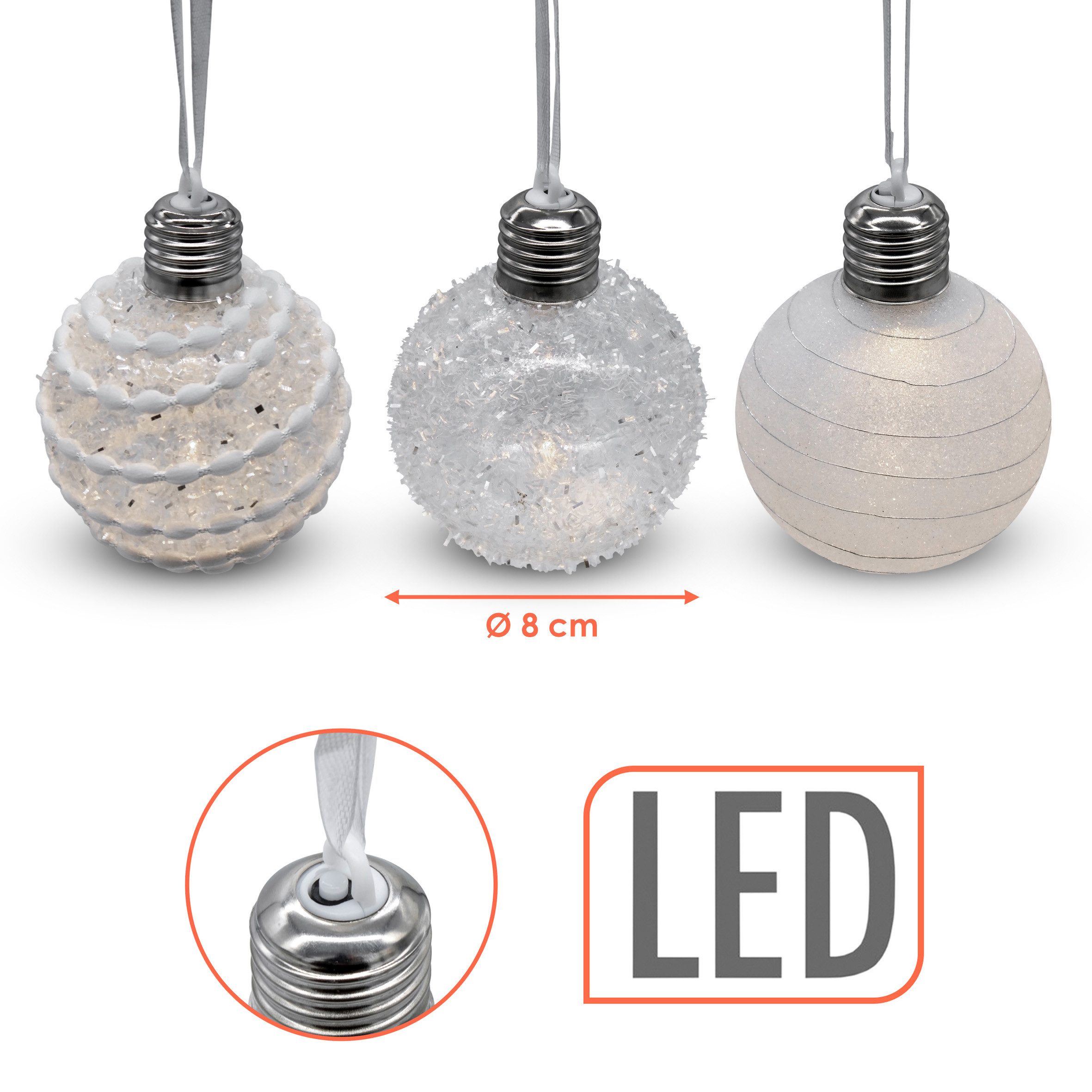 Spetebo LED-Dekofigur LED Weihnachtskugel satiniert 8 cm inklusive Batterie günstig online kaufen