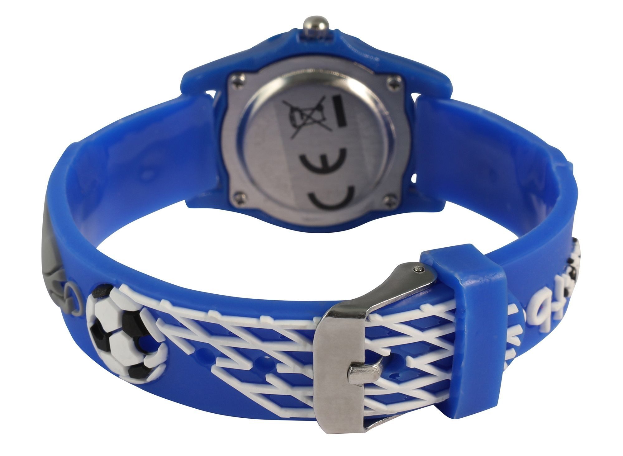 Qbos Quarzuhr mit Silikonband, Motiv Fußball, Ø 28 mm